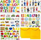 PENGFULL 5 Felt Learning Pieces Set,Alphabet Letters Fruits and Vegetables Numbers Community Helpers Transportation Learning Pieces,for Felt Flannel Board, for Toddlers Kindergarten Preschool