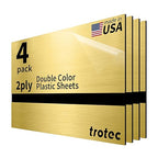 Trotec | Metallic Looking Acrylic Sheet | 12"x20"x1/8", 4 Pcs | Brushed Gold/Black | Metallic Finish - Scratch Resistant for Laser Engraving & Cutting,Printing,Glowforge,Name Plate | USA Made