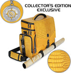 ENHANCE Collector's Edition RPG Adventurer's DnD Bag - Dragon Hide Exterior Travel RPG Bag with Tabletop Miniatures Storage Vault, Mat Holder, DnD Dice & Token Pockets, Fits 4-8 Books (Dragon Gold)