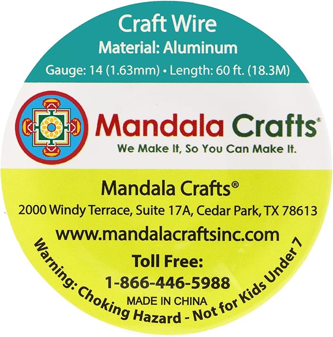 Mandala Crafts 14 Gauge Anodized Aluminum Craft Wire for Jewelry Making - 60 FT Colored Flexible Lime Green Wire - Bendable for Bonsai Armature Crafting Sculpting