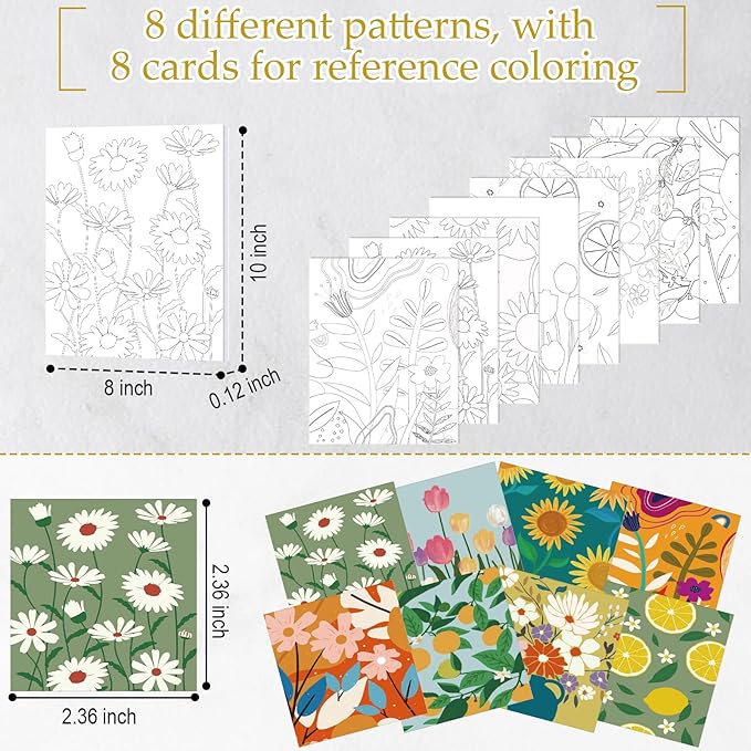 Cholemy 36 Pcs Paint and Sip Kit for Adults 8''x10'' Pre Drawn Canvas for Painting DIY Afro Acrylic Painting Kit Wood Easel Brushes Date Night Bulk for Christmas Party Gifts(Flowering)