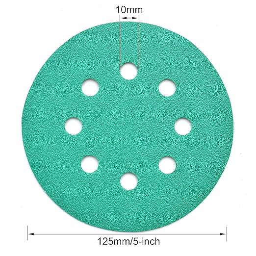 5-Inch 8-Hole Wet Dry Sanding Discs 120 Grit, Polyester Film Backed Heavy-Duty Hook and Loop Sandpaper for Random Orbital Sander, 50-Pack