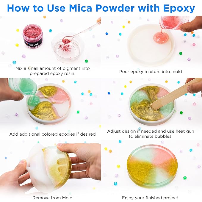 Rolio Premium Mica Powder - Twilight Silver (50G / 1.76oz) - 1 Jar of Silver Pigment Powder for Epoxy Resin, Dye, Soap Making, Nail Polish, Paint, Candle Making, Bath Bombs, Slime
