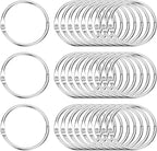 PATIKIL 1.5" x 1.8" Loose Leaf Binder Rings, 30 Pcs Metal Book Rings Nickel Keychain Ring for Paper Index Cards Flash Card Notebook Rings Office Home Book Binder, Silver Tone
