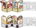 2PCS Folding Greeting Card Cutting Dies Metal Die Cuts for Card Making Label Embossing Template Dies Folding Frame Background Die Cuts Paper Craft DIY Template for Birthday Album Gift Decor