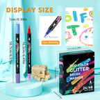48 Colors Dual-tip Watercolor Markers, 24 Pack Glitter Brush Markers, Water-based Ink Sparkle Pen,Glitter Paint Pens for Adults Coloring,DIY Crafts,Doodle Writing,Art Crafts Gifts