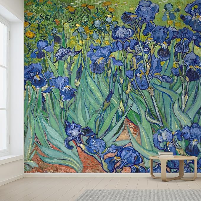 wall26 Irises by Vincent Van Gogh Dutch Impressionism 20th Century Artist Peel and Stick Large Wall Mural, Removable Wallpaper, Home Decor - 120x192 inches