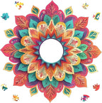 Wooden Puzzles for Adults, Hollow Mandala Wooden Jigsaw Puzzles 200 Pieces, Unique Design Adult Puzzles, Family Brain Game Gift, 11.2x11.3 inch