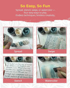 The Crafter's Workshop Stencil Butter - Blooms Acrylic Paint Set - Boutique Metallic Texture Paste for Art, Canvas, Journals, & Cards - 4 x 2oz Jars