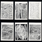 TIAMECH 6 Pcs A4 Reusable Geometric Stencils for Painting - Hollow Leaves & Abstract Curve Lines Texture Layering Templates, DIY Wall Art, Furniture, Scrapbook & Crafts