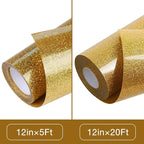 TORC Gold Glitter HTV Heat Transfer Vinyl Roll 12 inch x 20 ft Sparkly Iron on Vinyl for T Shirts Crafts Bulk
