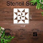 Barn Quilt Stencils for Crafts Reusable 12” Quilt Block Stencil Drawing Templates for Painting on Wood Wall Canvas Fabric