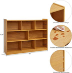 3-Tier Bookshelf, 8-Section Wooden Bookcase, Storage Organizer with Anti-Tilt Device, Modern Storage Display Cabinet for Living Room, Classroom, Kid’s Room (Natural)