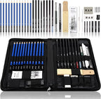 H & B 40 Piece Professional Sketch Pencil Drawing Kit,Complete Artist Kit, Including Graphite Pencils, Pastels, Sharpener and Eraser