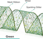 CT CRAFT LLC Sparkling Glitter Mesh Wired Ribbon 2.5" x 10 Yards Green for Christmas Home Decor Bow Gift Wrapping DIY Crafts Wreath