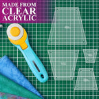 Quilting Acrylic Template Set | Precision Tools for Quilting Enthusiasts | Tumbler Blocks Design | Includes Sizes 4", 3", 2", 1" | 1/8 Clear Acrylic | 1/4" Seam Allowance for Accuracy