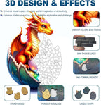Wooden Jigsaw Puzzles for Adults and Kids, Dragon Hatchling 200 Piece Unique Shaped Puzzle, Family Game and Creative Wooden Puzzle Gift, Wall Art Decor