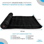 Woven Geotextile Fabric for Driveway and Road Stabilization, Construction Underlayment, Erosion Control, Commercial Grade 50 Year for Gravel Roads and Pavers (6x100)
