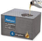 AAwipes Oil Absorbent Pads Universal for All Liquids Oil Spill Control Oil Absorbing Sheets for Garage, Car, Truck, Motorcycle Grey 100 Pack 9.8" X 13" OG1013-100