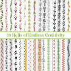 EORTA 30 Rolls Floral Washi Tapes Set, Slim 5mm Plants Masking Tape, Decorative Sticker for Detailed Scrapbooking, Arts, Wrapping, Journaling, Planners, DIY Crafts, 0.19inch Wide