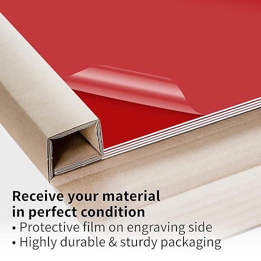 Trotec TroLase | 8"x12"x1/16", 10 Pcs | Red/White | 2 Ply | Modified Acrylic | Laser Engraving Double Color Plastic Sheet | Engraving Blanks for Laser, Saw, Guillotine | Made in USA