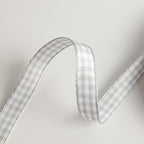 Gray Gingham Plaid Checked Ribbon 25 Yards Each Roll 100% Polyester (3/8",Gray)