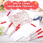 18 Pcs Line Washable Markers Bulk Red Fine Tip Markers Set Coloring Thin Tip Drawing Washable Pen for Kids Art School Classroom Back to School Gender Reveal Party Supplies, Ages 6+
