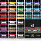 Pigment Powder for Epoxy Resin, 24 Colors, Mica Powder for Candle Dye, Bath Bomb Coloring, Soap Making, Resin Pigment, Metallic Pearl Soap Dye for Candle Making