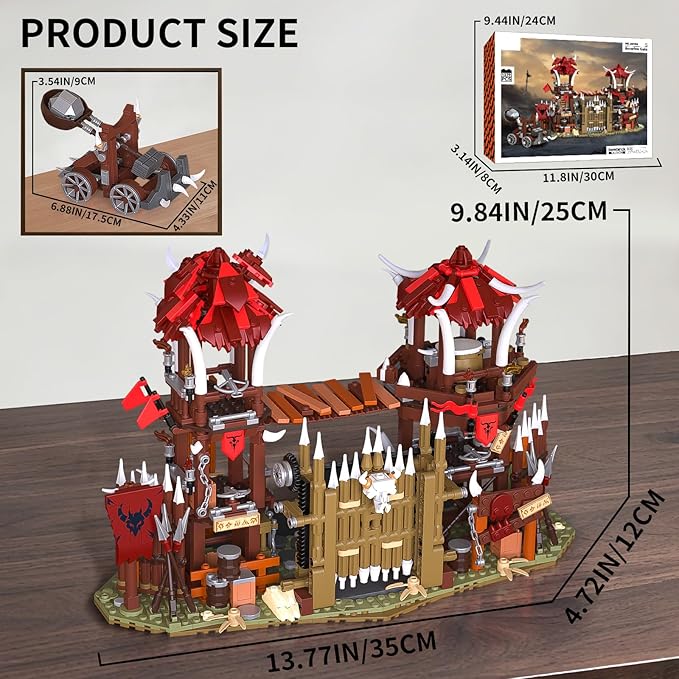 BNG Bonfire Gate Building Set for Adult, Orc Fortress Gate Building Block, Home Office Decor, Stem Toy and Creative Gift for Teen Boy (1279PCS)
