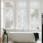 Qualsen Window Privacy Film, Stained Glass Window Film Heat Control UV, Frosted Rainbow Bathroom Decorative Film 3D Static Clings, Peel and Stick Window Tint for Home,11.8x78.7inch