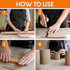 Byllstore Extra Large Clay Texture Rollers with Pottery Stamps | 3 Texture Rollers | 6 Clay Stamps | 3-Pack (9" x 1.2", 3 Pack)