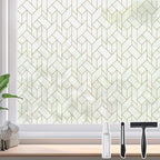 DKTIE Geometric Art Stained Glass Window Film Bathroom Window Privacy Film Frosted Glass Static Clings Non Adhesive with Installation Tools, Modern Home Improvement Style (S120, 17.7'' x 78.7'')