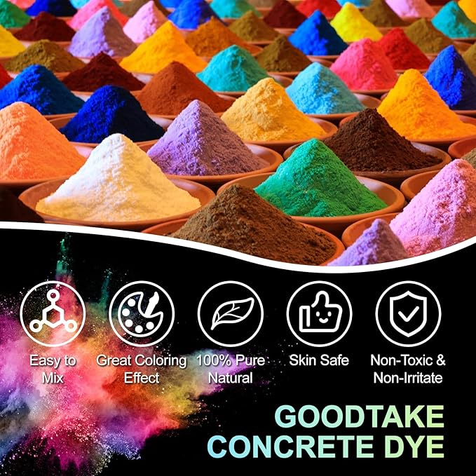 GOODTAKE 5 Pounds Bulk Concrete Pigment, Yellow Iron Oxide Pigment Powder, Concrete Cement Dye Color Powder for Pastel Tile Paint Cement Mortar Grout (Yellow, 5 Pounds)