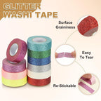 PATIKIL 1 Roll Glitter Paper Washi Tape, Washi Decorative Tape for Crafts, Pink