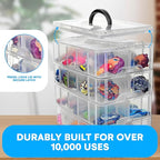 Bins & Things Clear 4-Tier Stackable Storage Containers with lids - 40 Adjustable Compartments for Craft Organizers - Storage box for Jewelry, beads, kids toys, makeup box and sewing supplies