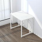 Small Folding Desk 32 inch, No Assembly Required Small Office Desk, Writing Gaming Computer Camping Desk, White