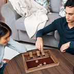 Glintoper Shut The Box & 4 in a Row Tables Game Set, Classic Wood Dice Game with Numbers & Line Up 4 Game for Kids Family, Living Room Rustic Coffee Table Decor, Travel Game Strategy Board Games
