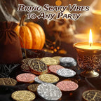 Large Metal Pirate Coins - 36 Bronze, Silver, Gold & Rose Gold Treasure Coin Set, Metal Replica Spanish Doubloons for Pirate Party Decorations & Favors, Tokens, Toys, Cosplay, Treasure Chest