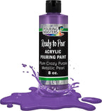 Pouring Masters Plum Crazy Purple Metallic Pearl Ready to Pour Acrylic Pouring Paint - Premium 8-Ounce Pre-Mixed Fluid Acrylic Paint - Fluid Art Supplies for Canvas, Wood, Paper, Tile & Rocks