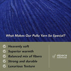 Pullu - Baby Alpaca Merino Wool Yarn Set of 3 Skeins (150 Grams) Worsted Weight - Sourced Directly from Peru - Heavenly Soft and Perfect for Knitting and Crocheting (Blue Indigo)