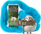 Desert Breeze Distributing 100% Natural Merino Wool Roving - Premium Combed Top Merino Roving Wool - Tapestry, Spinning, Wet Felting & Needle Felting Supplies - 21.5 Micron - 1 oz, Color Peacock Blue
