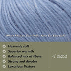 Pullu - Baby Alpaca Merino Wool Yarn Set of 3 Skeins (150 Grams) Worsted Weight - Sourced Directly from Peru - Heavenly Soft and Perfect for Knitting and Crocheting (Soft Blue)