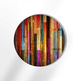 My Photostation.com 31.5''(80cm) Diameter Colorful Wood Pattern Round Glass Wall Art Tempered Glass Printing Wall Decor Large Wall Art Wall Hangings