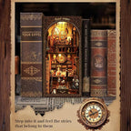 Book Nook Kit for Adults with Dust Cover & LED Light, DIY Miniature House Kit 3D Printed Booknook Wooden Puzzle Dollhouse Bookshelf Insert DIY Craft Model Build Gift for Birthdays, Royal Seamer