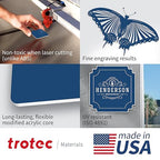 Trotec TroLase | 12"x24"x1/16", 4 Pcs | Light Blue/White | 2 Ply | Modified Acrylic | Laser Engraving Double Color Plastic Sheet | Engraving Blanks for Laser, Saw, Guillotine | Made in USA