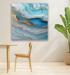 My Photostation.com 32Wx48H'' Turquoise and Blue Alcohol ink Glass Wall Art Tempered Glass Printing Wall Decor Large Wall Art Wall Hangings