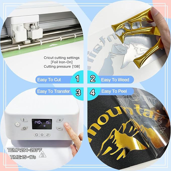 ROFISUESheet MetallicFoil HeatTransferVinyl12Inch*6Ft BundleChrome HTV VibrantColors for Stunning T-Shirt DesignsPerfect forDIY (olographic Green, 12Inch*6Ft)