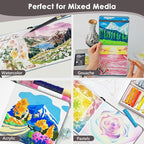 Funto Watercolor Journal, Square, 5.5x5.5, Portable 2-Pack, 48 Pages Each, Gray&Blue Cover, 110lb/230gsm, Art Supplies for Mixed Media