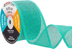 Mandala Crafts Turquoise Burlap Ribbon 2 Inches Wide Jute Ribbons for Crafts - 20 Yds Roll Rustic Burlap Wrap Trim Ribbons for Wreaths Bows Wedding Party Decoration