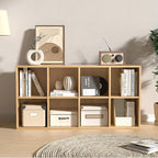 Wooden 8 Cube Storage Organizer with Closed Back Panel, Cube Shelf Heavy Duty Cubby Storage Organizer with Compartments for Living,Display Shelf,Bookshelf Furniture (Oak, 8-Cube)